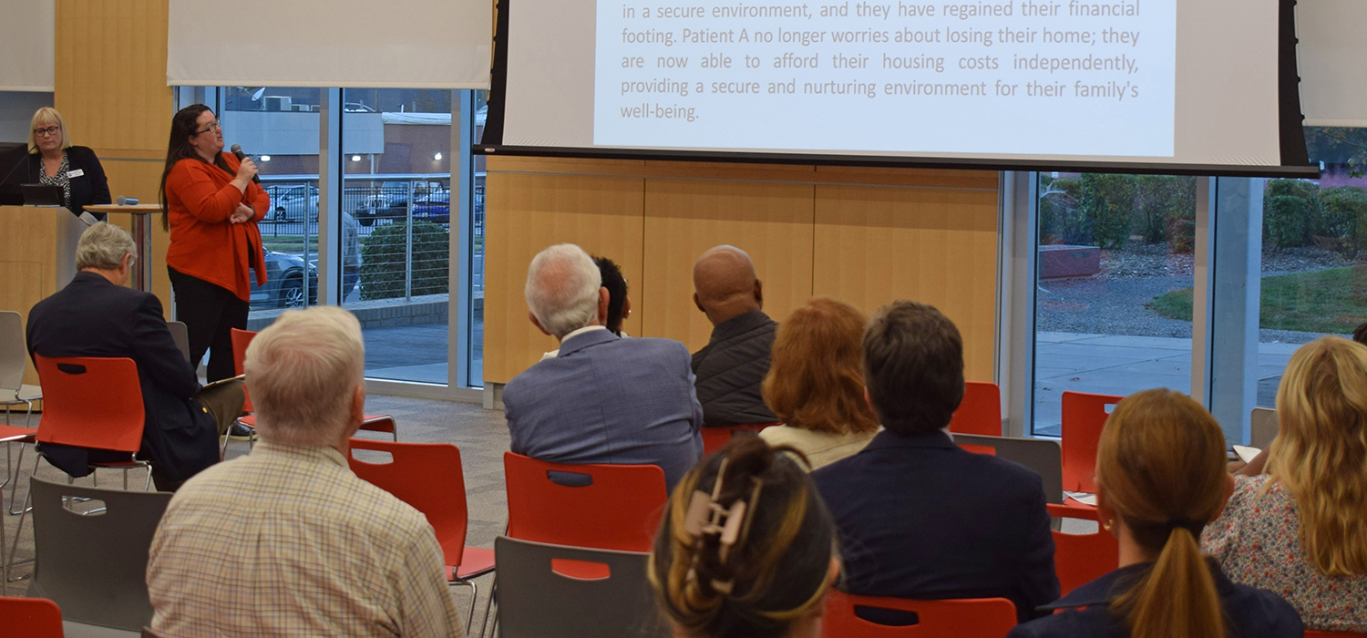 Annie Vasquez speaking at Oppiod Settlement Meeting